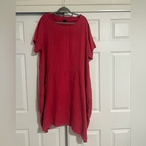 Lisa Bayne 100% Linen Red Dress XL